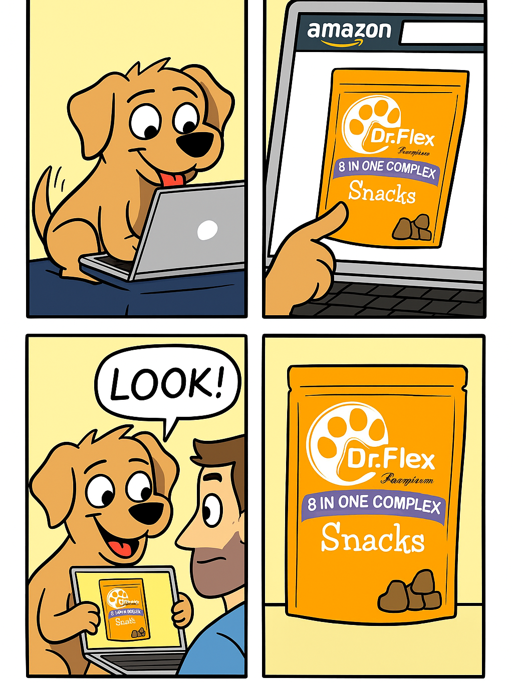 Dr. Flex 8in1 Multivitamin Soft-Chews für Hunde – Mit Probiotika, Lachsöl & MSM für Immunsystem, Verdauung & Gelenke