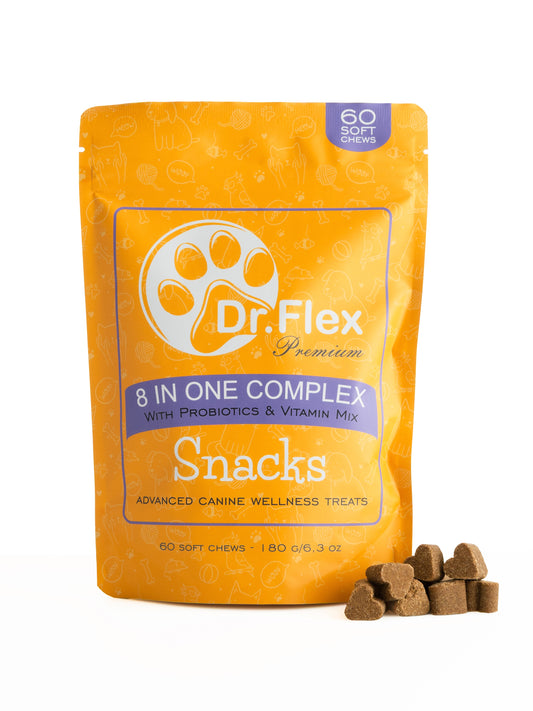 Dr. Flex 8in1 Multivitamin Soft-Chews für Hunde – Mit Probiotika, Lachsöl & MSM für Immunsystem, Verdauung & Gelenke